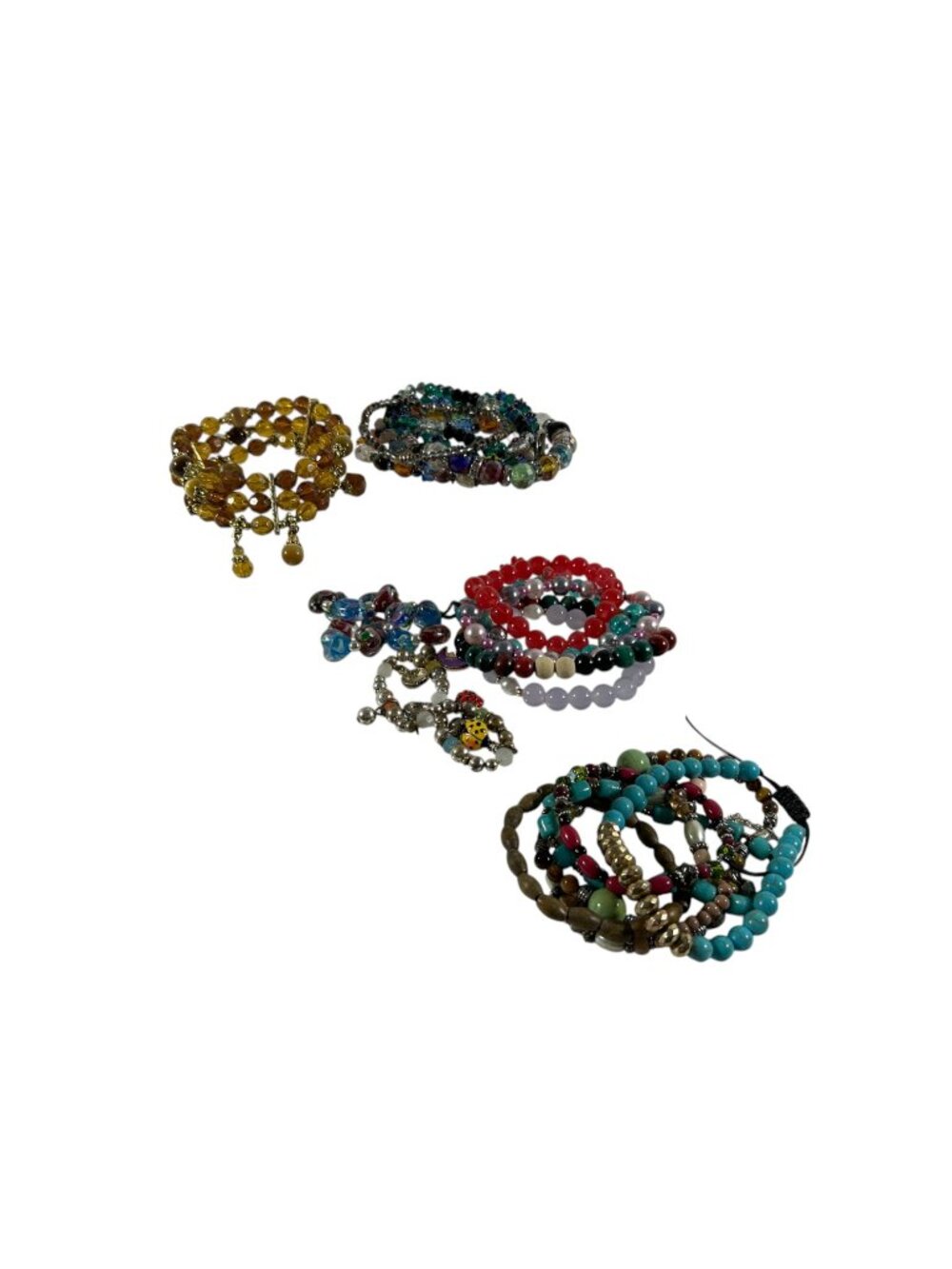 Mixed Lot 20 Bracelets Most Stretch Beaded Colorful Layering Costume Jewelry